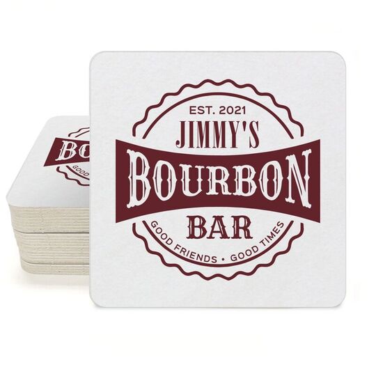 Good Friends Good Times Bourbon Bar Square Coasters